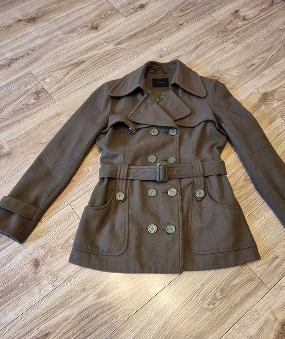 kurtka dwurzędowa wełniana wełna Vero Moda rozm 40 L zielona oliwkowa