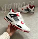 Jordan 4 damskie czerwono białe sneakersy sportowe buty nowe 36-41