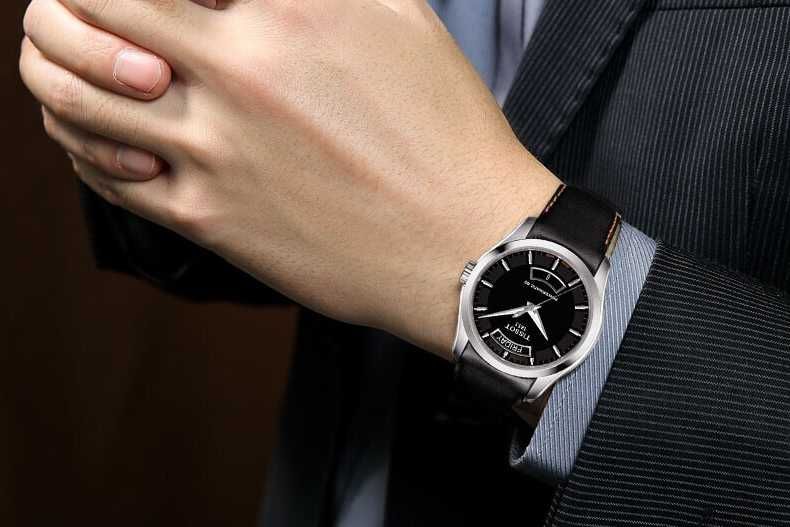 Skórzany pasek do zegarka Tissot Couturier 22mm czarny brazowy