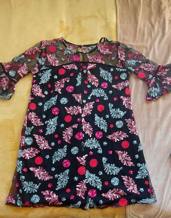 42,44 L XL sukienka haft kolorowa wesele elegancka kwiaty