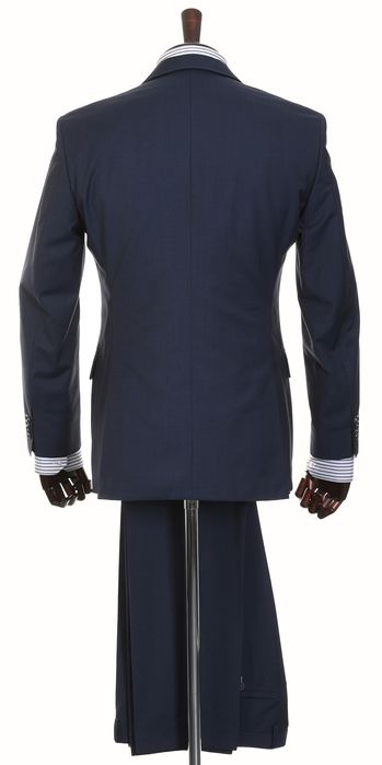 HUGO BOSS modny granatowy garnitur męski wełna Super 120 melanż r. 46
