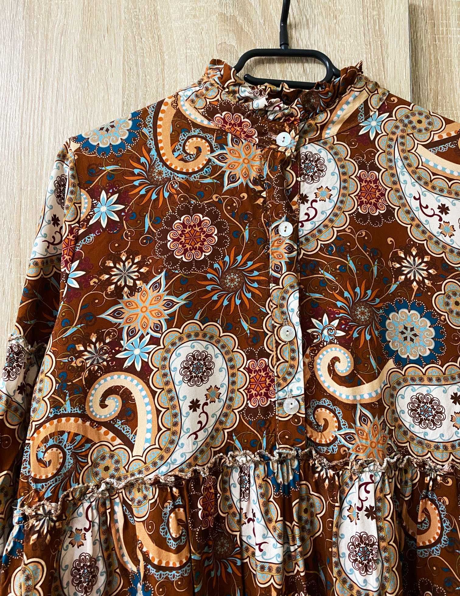 bluzka, tunika, rozm. L/XL, rozkloszowana, boho, etno, wzorzysta