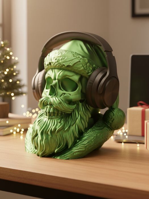 Череп Санта тримач для навушників / декор/ подарунок