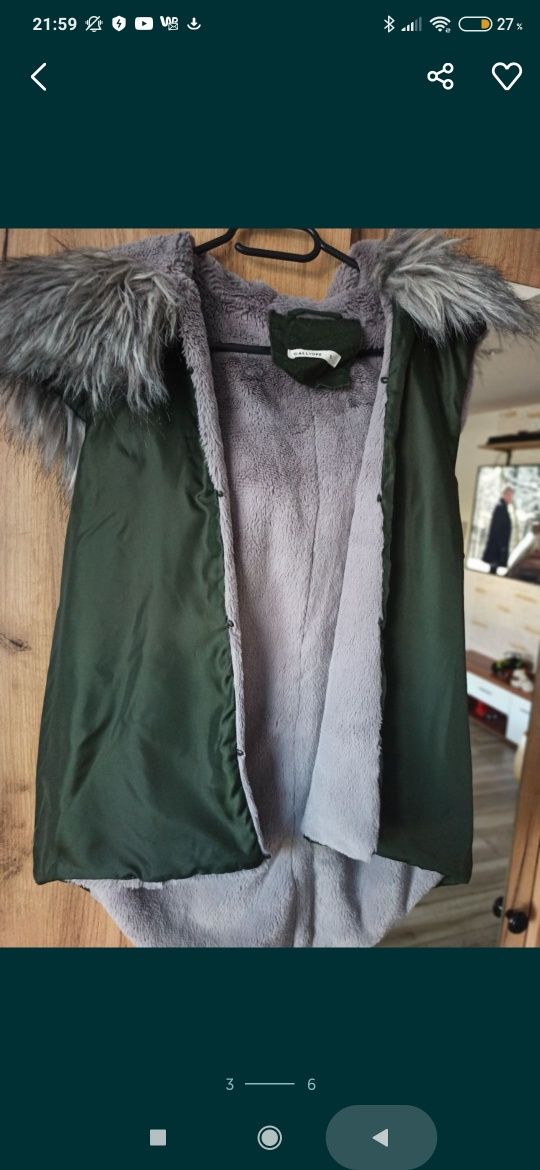 Ciemnozielona khaki kurtka parka wiosenna Calliope S/36 Terranova