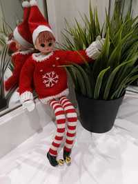 Elf on the shelf niegrzeczny elf czerwony + sweterek ręcznie robione