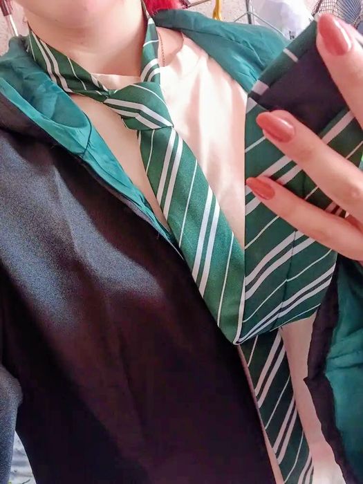Классический зелёный галстук в полоску Слизерин факультет Slytherin