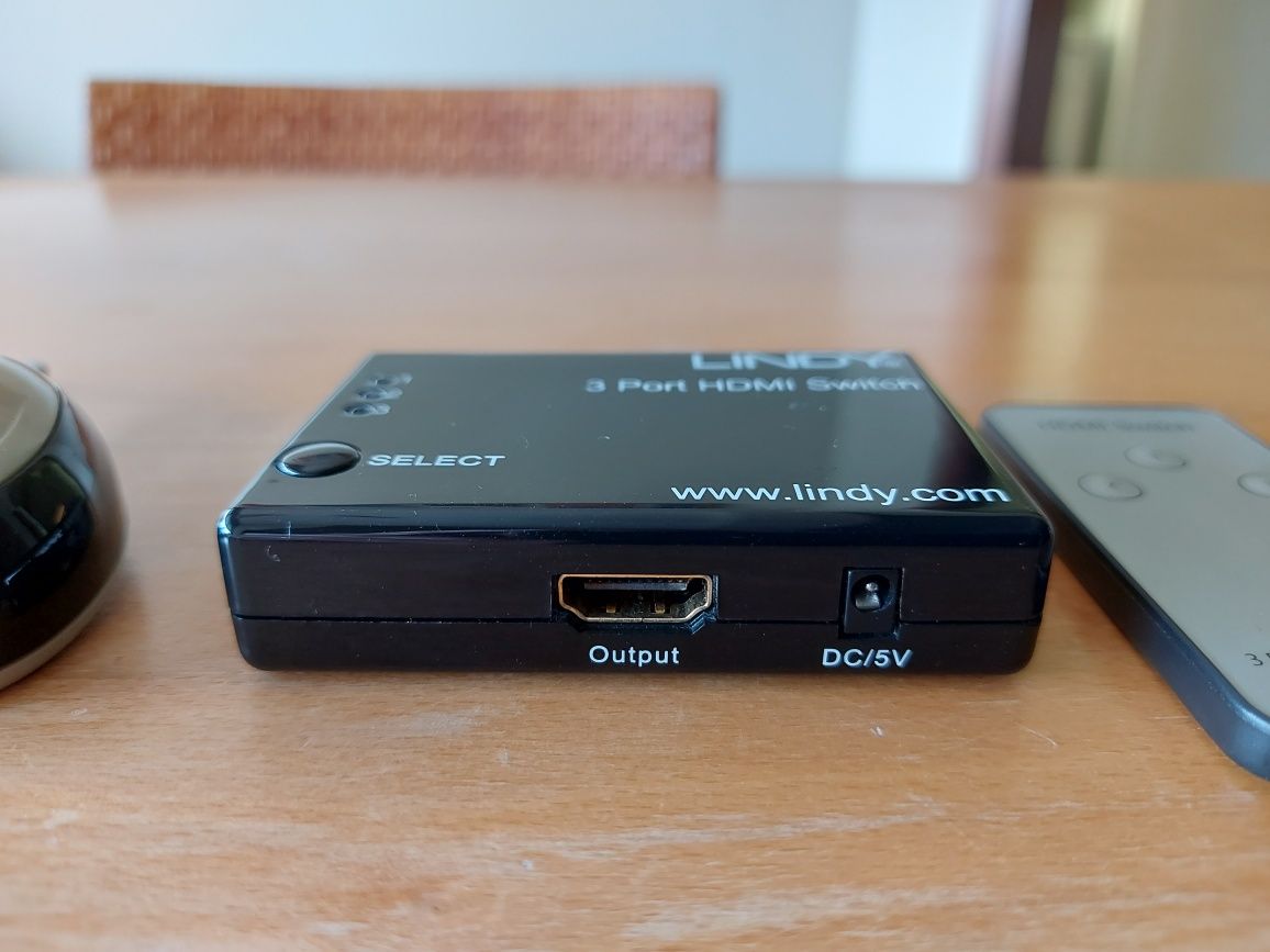 Lindy HDMI switch com 3 portas e controlo remoto