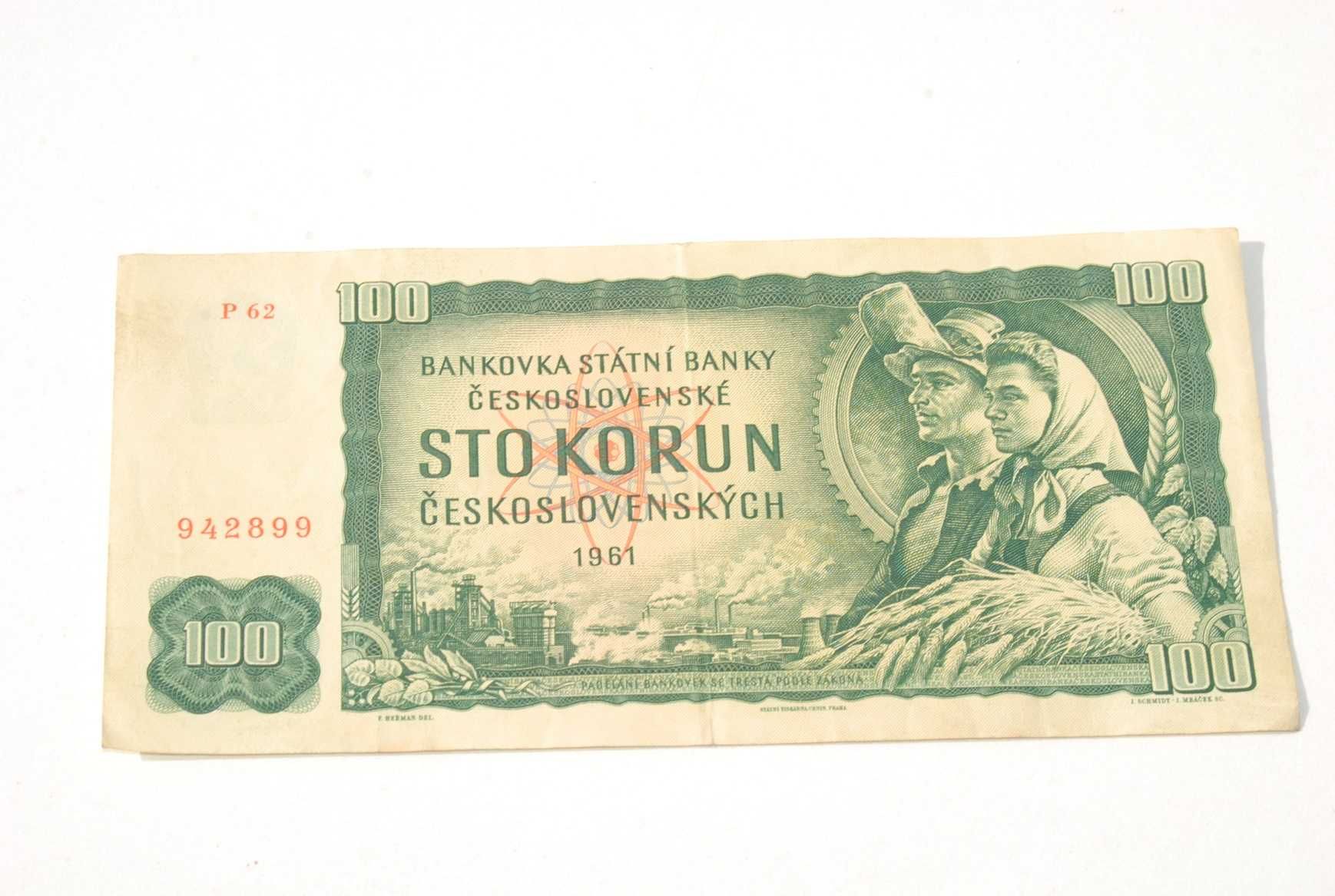 Stary banknot 100 koron Czechosłowacja 1961 antyk