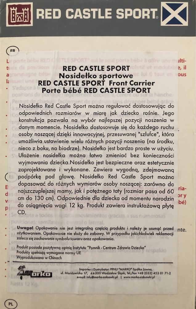 Nosidełko Red Castle Sport od 3,5kg do 12kg!