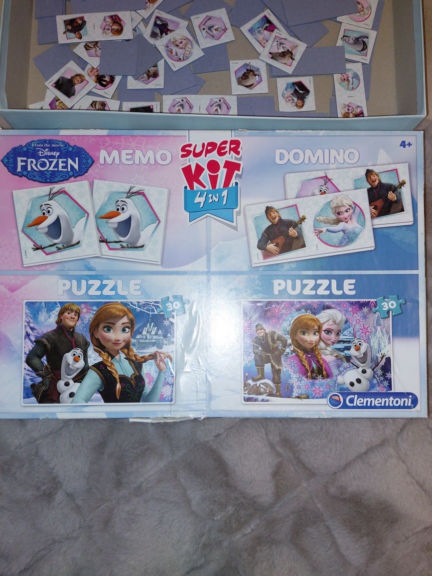 Puzle 2 obrazki kraina lodu, domino oraz memo