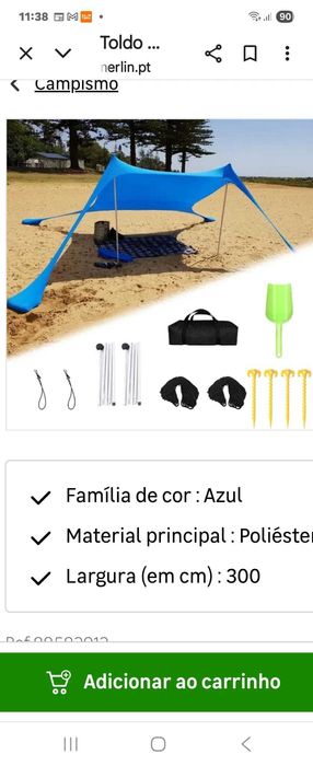 Toldo de praia. Novo a estrear. 180x150