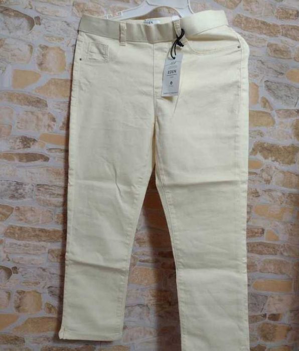 (38/M) Ekskluzywne, żółte spodnie za kolano, rybaczki z Londynu, NOWE