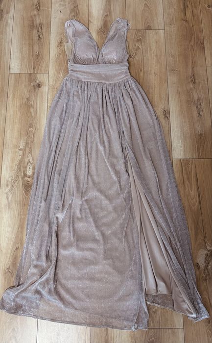 Długa sukienka, w kolorze złota i różu, rozmiar XS, firma Loola