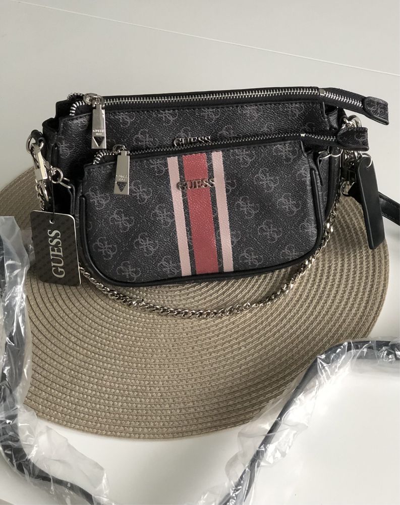 Torebka nowa Guess Arie Double Pouch Crossbody Coal