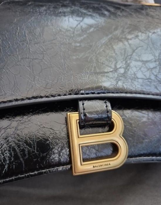 Сумка чорна 25 см шкіра