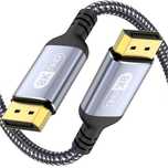 DisplayPort Kabel 2m Jakość 8K/4K/2K - DP 1.4 Szary Przewód z Oplotem