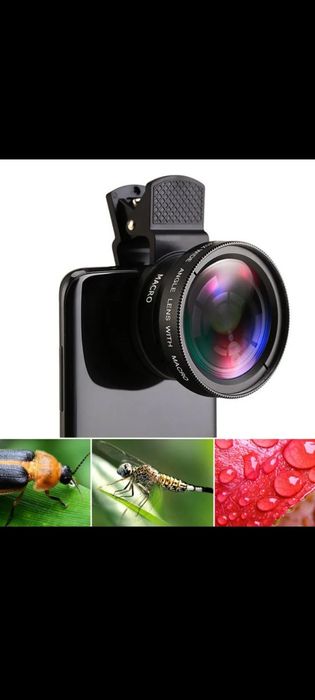 Линза для телефона 2 в 1 широкоугольная и макролинза объектив.