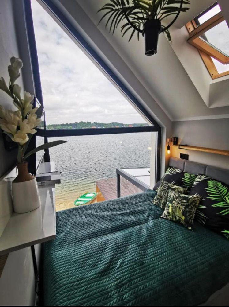 Domek nad jeziorem jacuzzi sauna linia brzegowa prywatna plaza TOP 8os