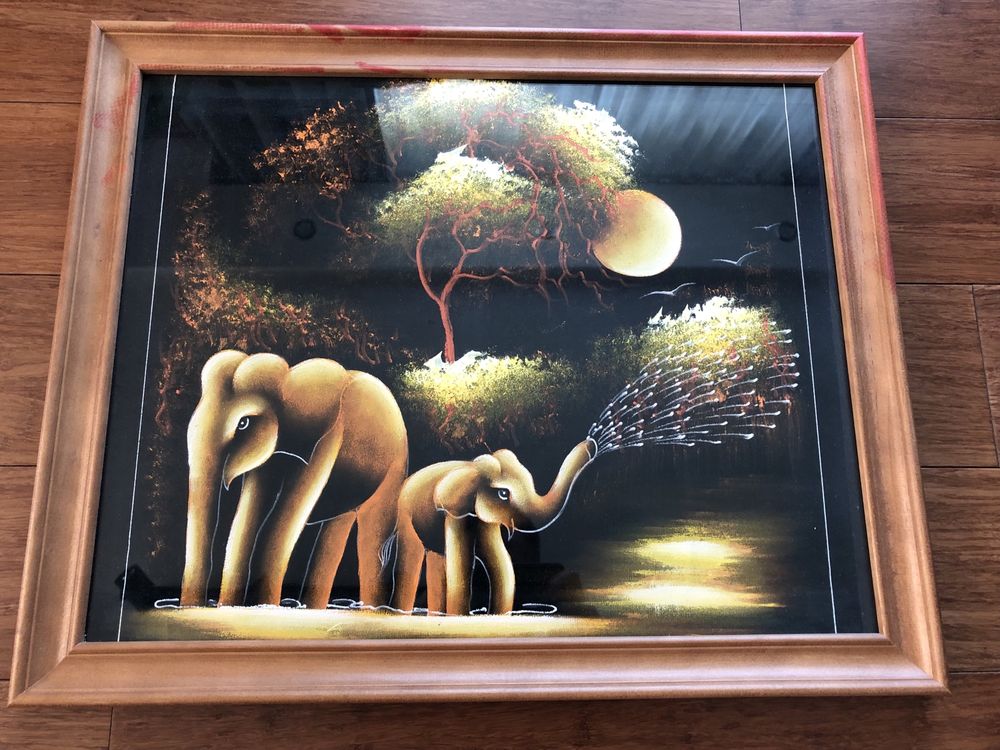 Obraz malowany na płótnie słonie