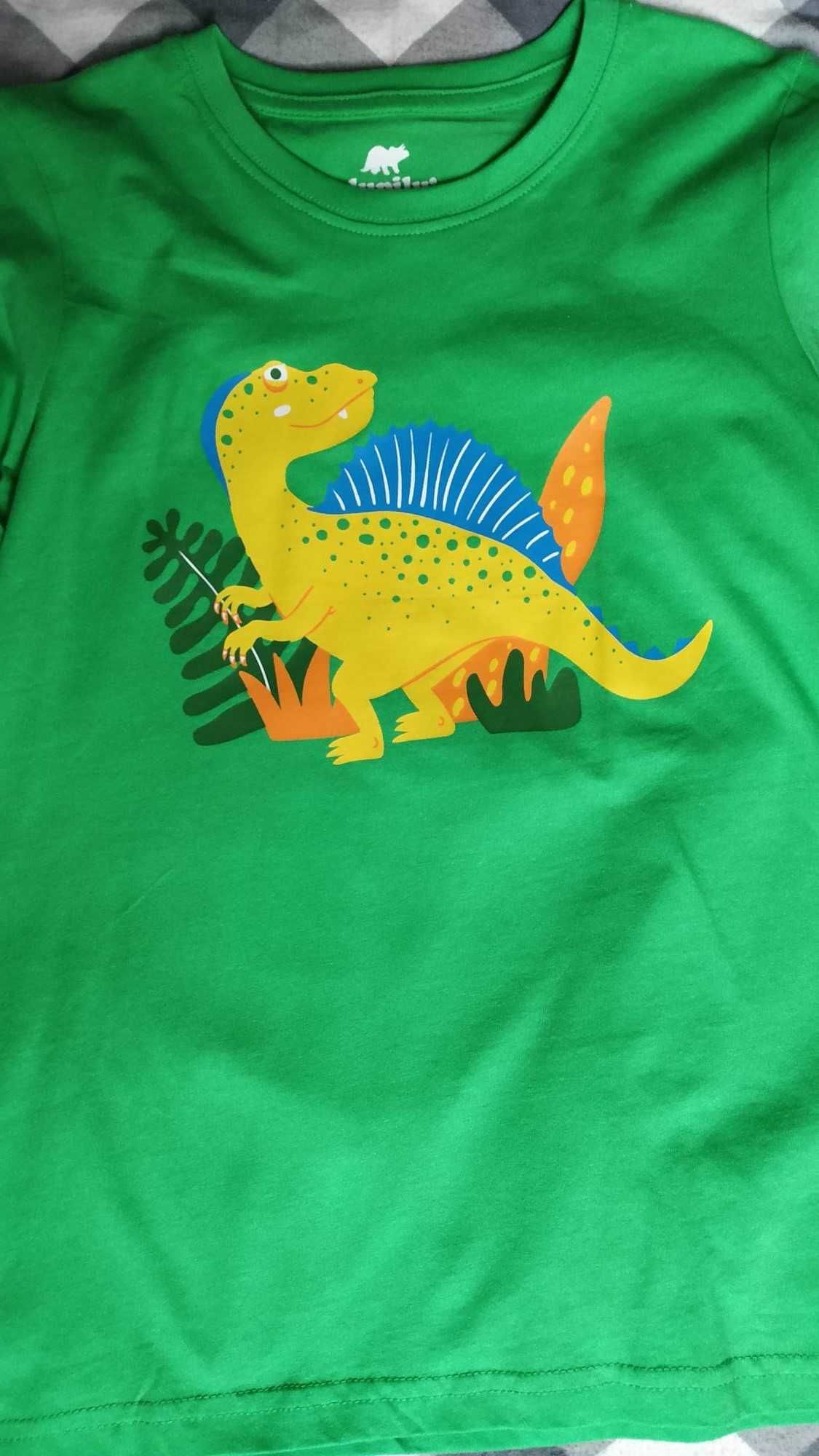 Koszulki bluzki chłopięce długi rękaw Dinozaur 134/140