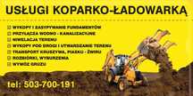 Usługi koparko-ładowarką, roboty ziemne, transport, rozbiórki