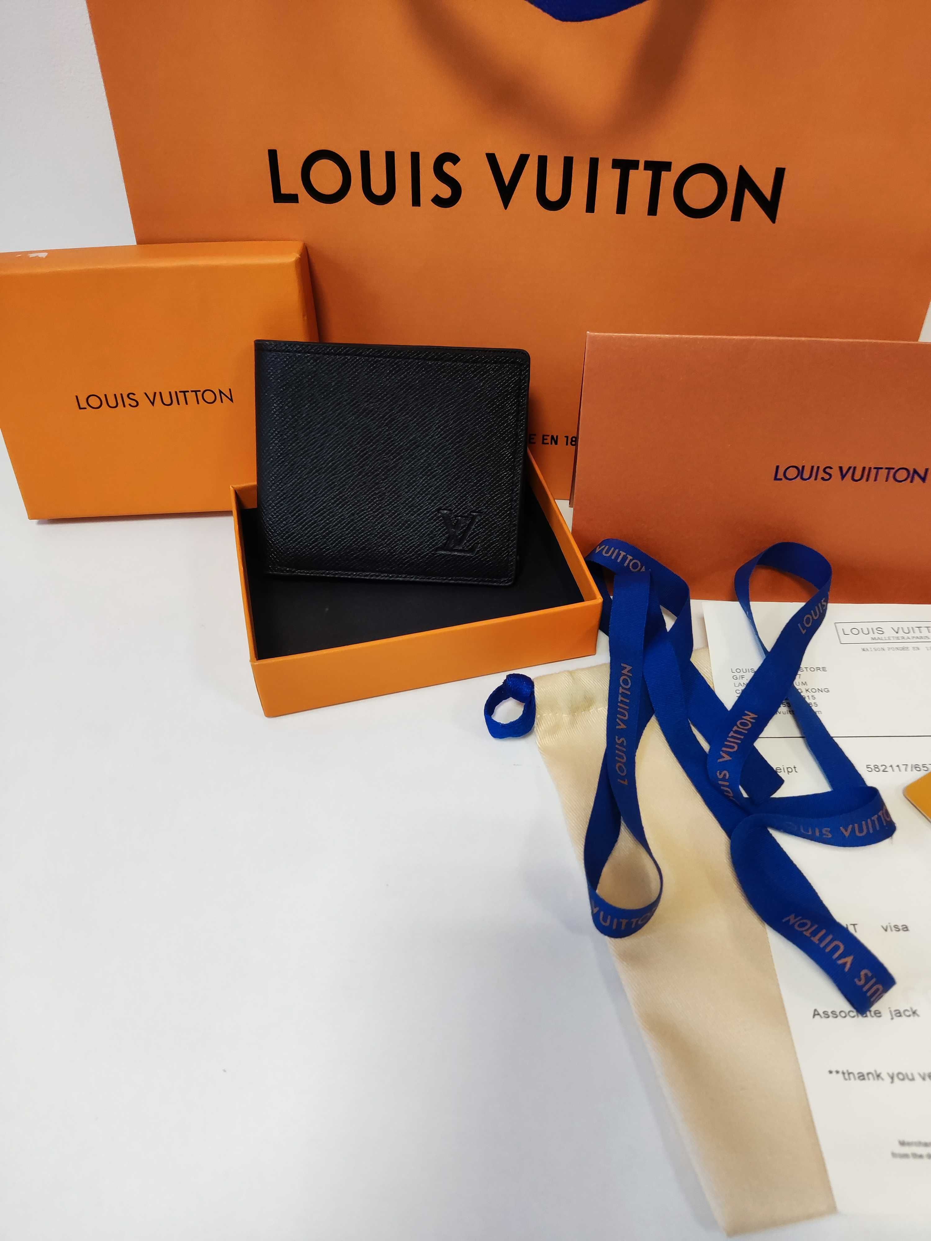 Louis Vuitton portmonetka Czarny portfel męski skóra 76-45
