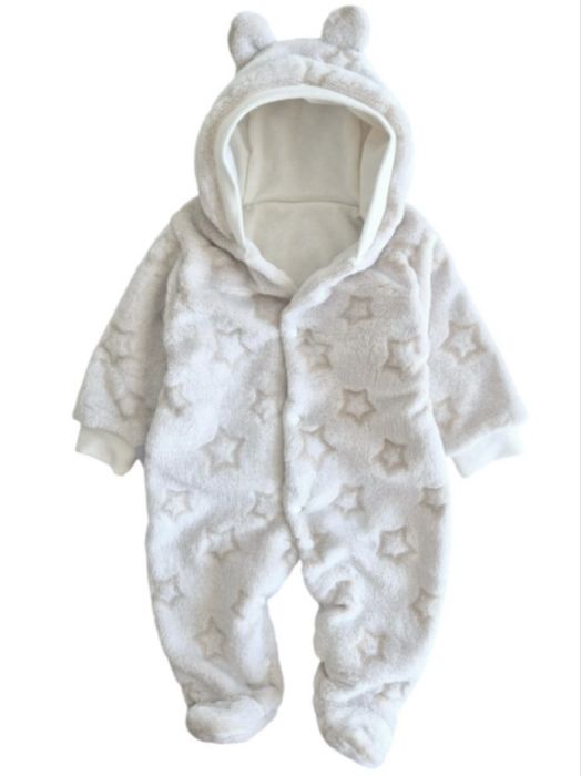 НОВИЙ комбінезон на підкладці з велсофту бежевий 56 р ( 0-3 місяці)