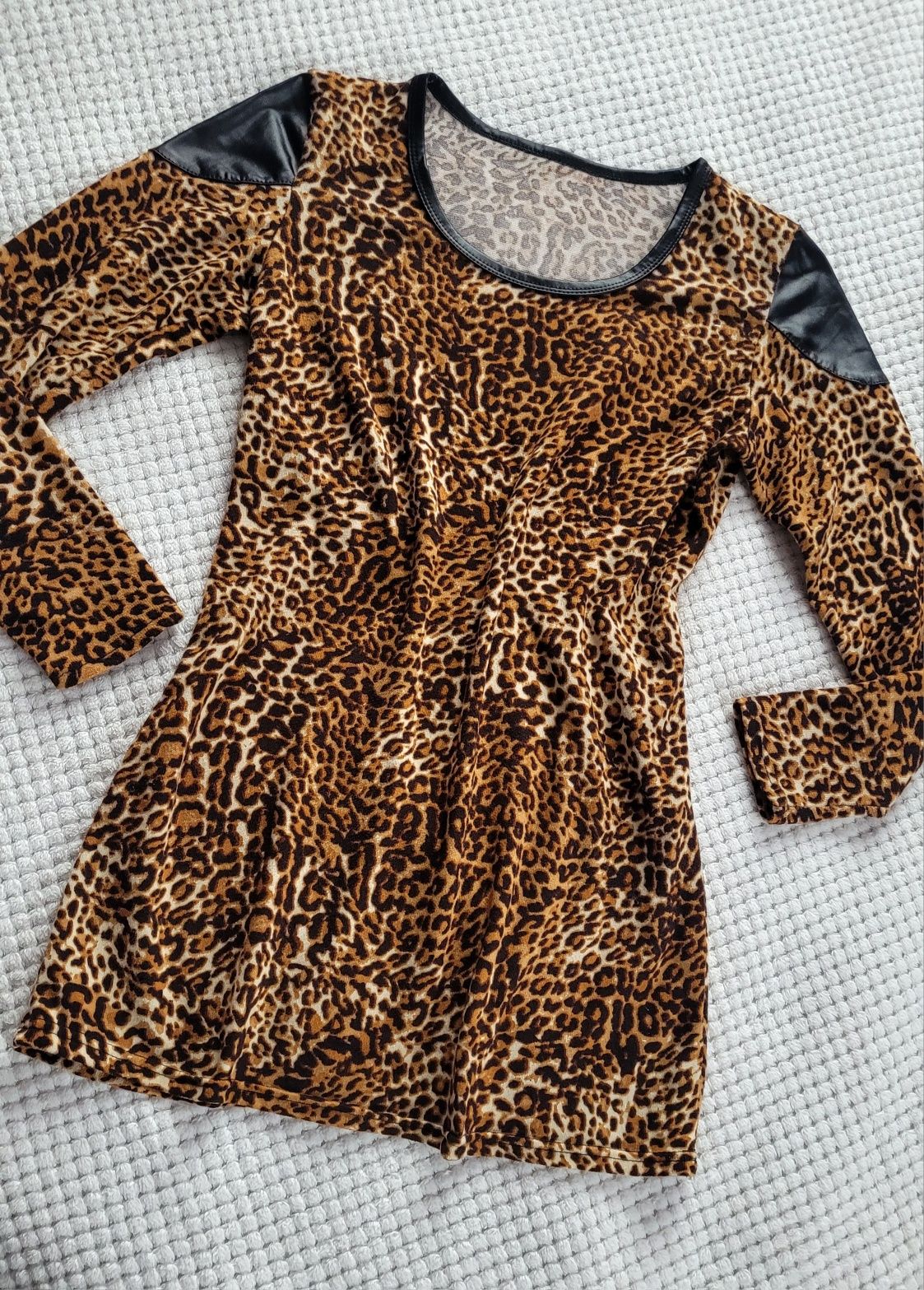 Panterkowa bluzka tunika długie rękawy animal print