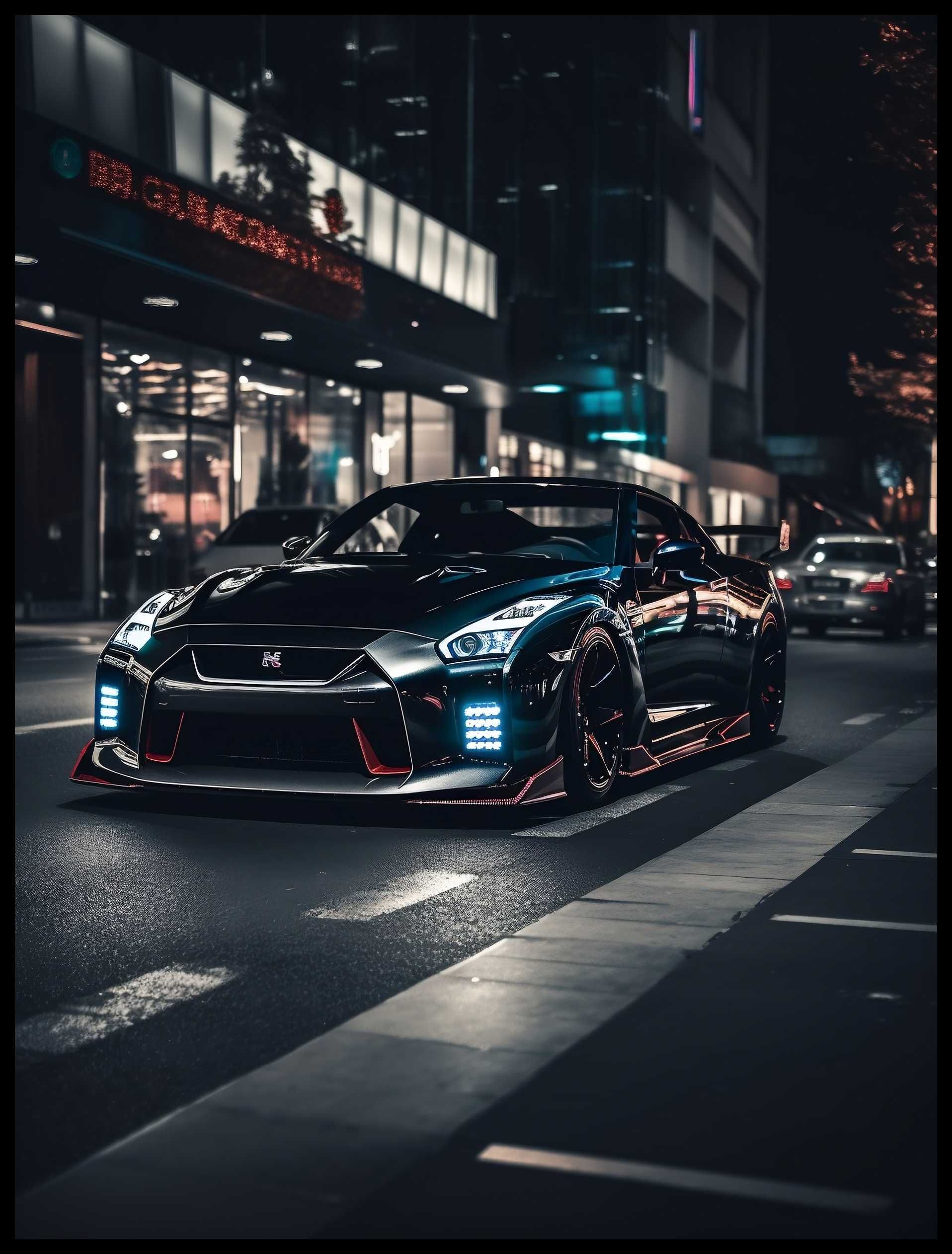 Plakat na Ścianę Obraz Czarny Nissan GT-R R35 Samochód 40x60 cm