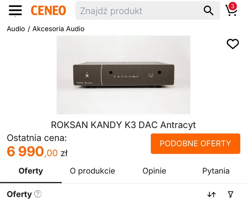 Wzmacniacz Roksan K3 + CD + DAC.  (RRP  23 899 zł)