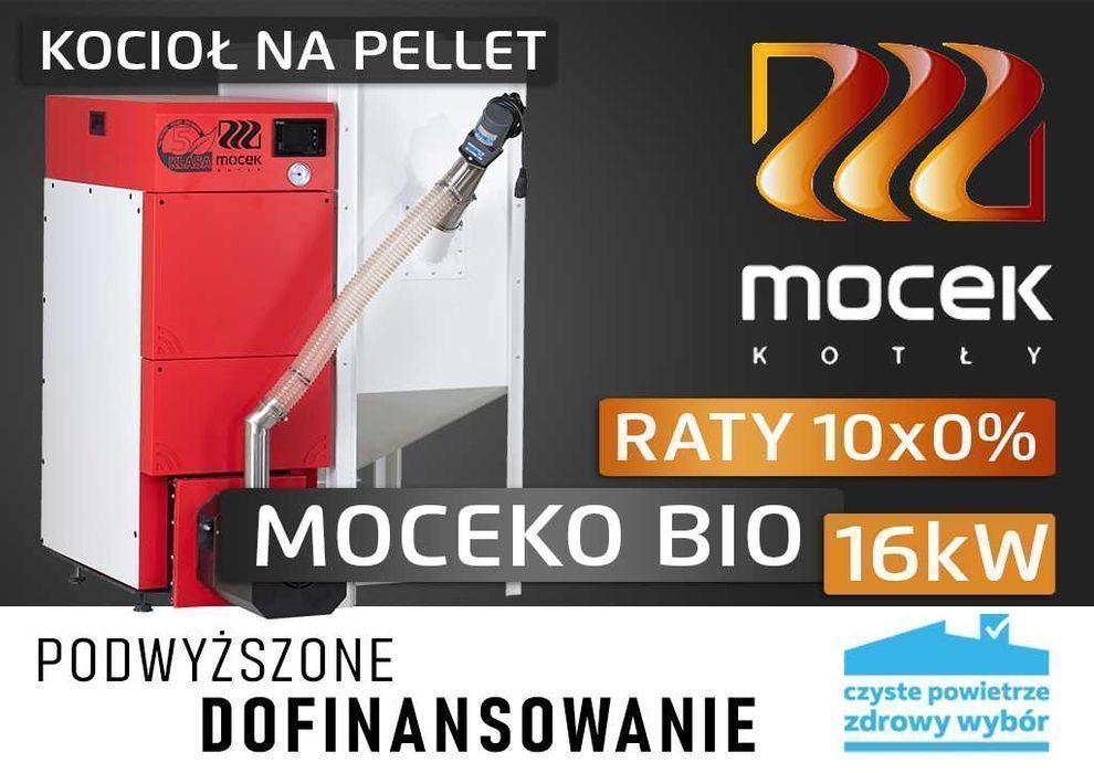 Kocioł na pellet, Moceko 16kW, piec na dotacje czyste powietrze