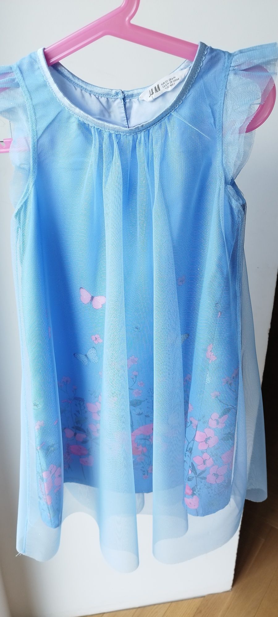 sukienka tunika tiul święta motyl kwiaty h&m 122 128