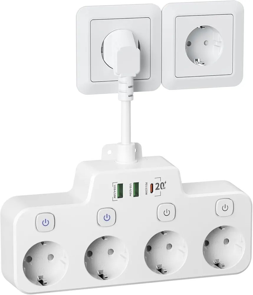 Listwa Zasilająca z ładowarką USB C (PD 20W): wielokrotne gniazdo z pr