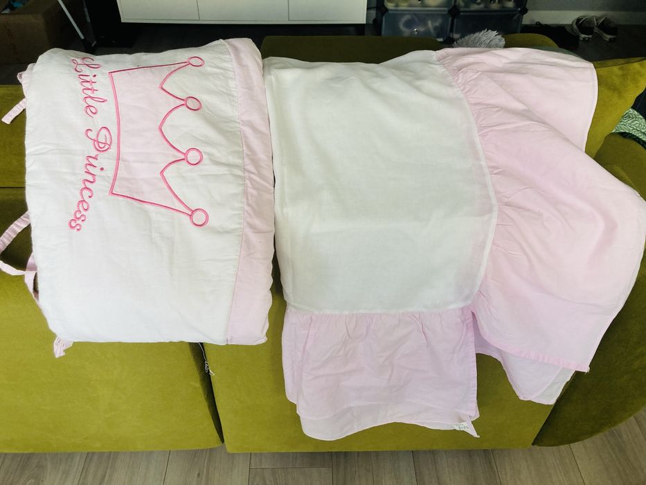 Ochraniacz, przescieradlo + baldachim do łózeczka dla maluszka