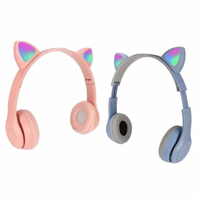 Słuchawki różowe świecące bluetooth nowe