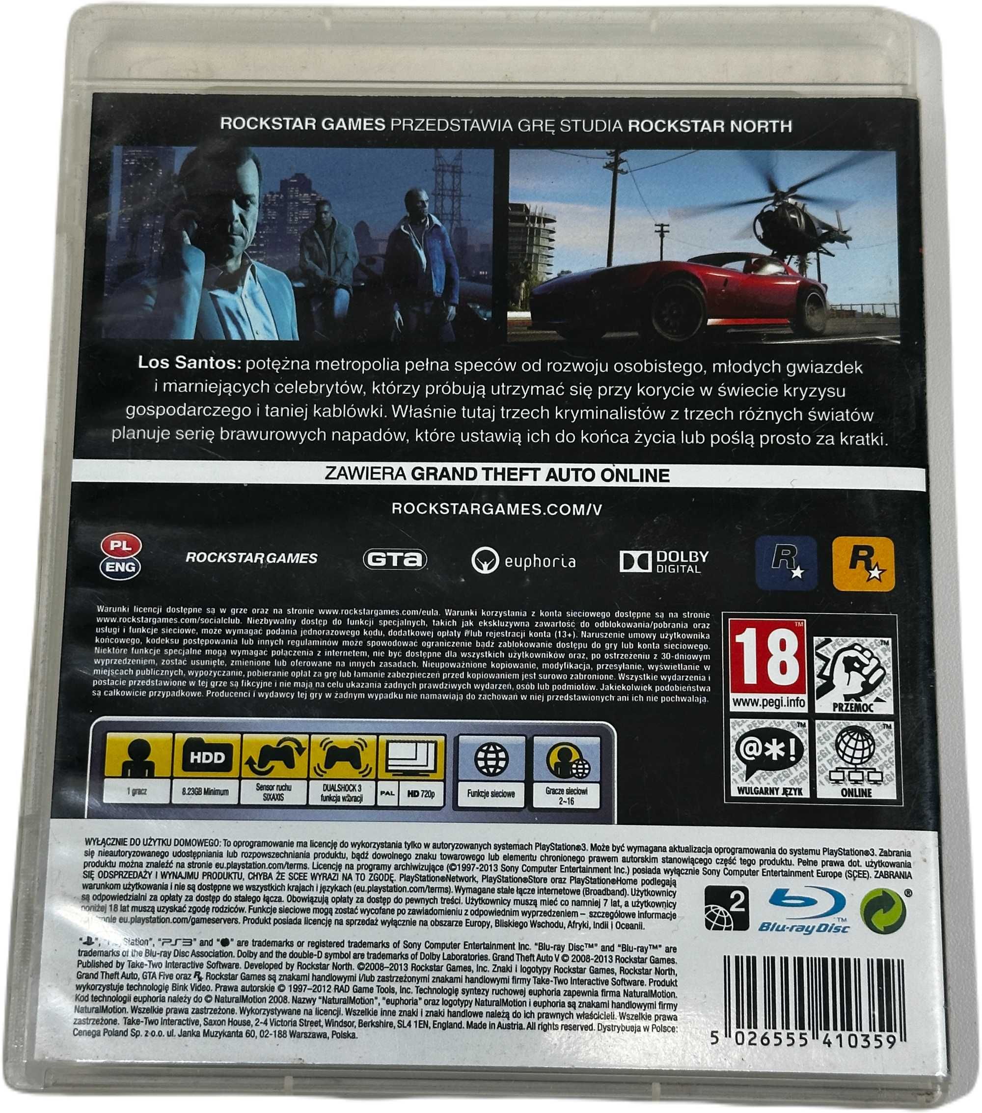 Kultowa gra GRAND THEFT AUTO V na konsolę PlayStation 3 PS3 GTA V