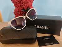 Okulary biale  damskie Chanel z pudelkiem Wloskie