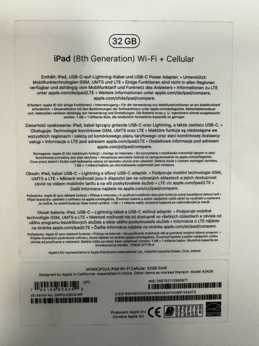 Apple iPad 8th sim +wifi stan idelany z pudelkiem