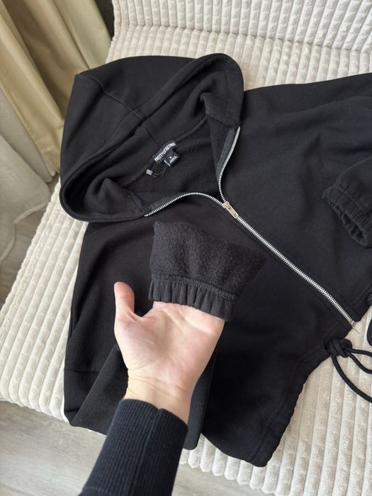 Худі зіпка з завʼязками у стилі Zara чорний утеплений S/36 mex.26