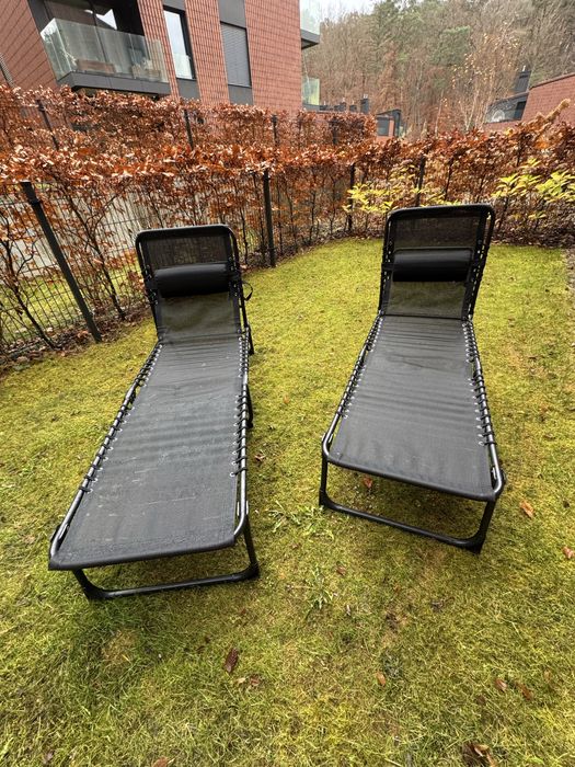 Leżaki ogrodowe rozkładane z poduszką – 2 sztuki
