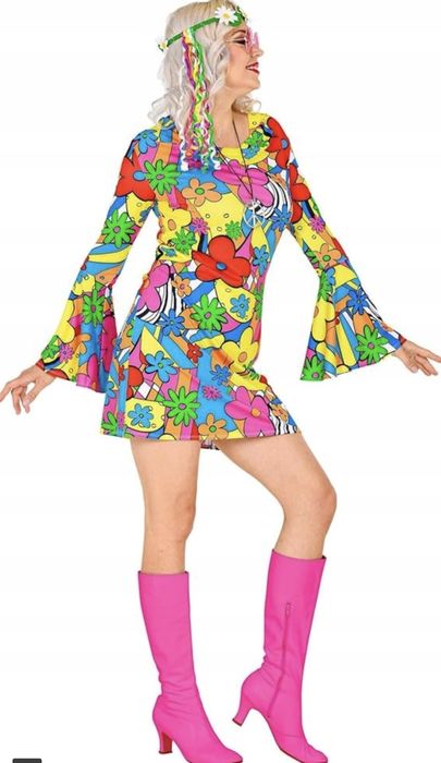 Sukienka S hipiska hipisowska w stylu lat 70 80 retro vintage