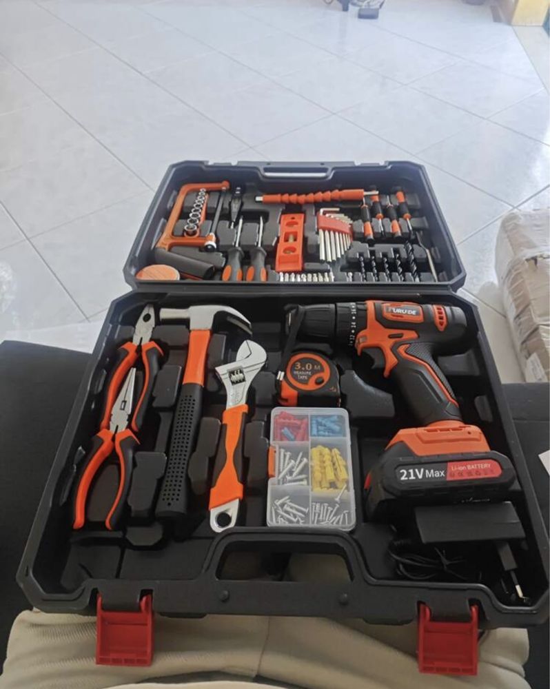 Conjunto de ferramentas 21V – furadeira sem fio + acessórios