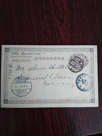 Karta pocztowa 1905 rok z Japonii do Żar