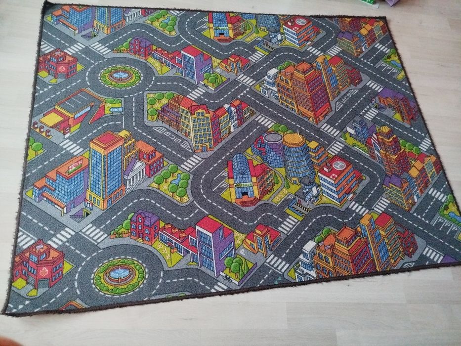 Dywan wykładzina z miastem, z ulicą