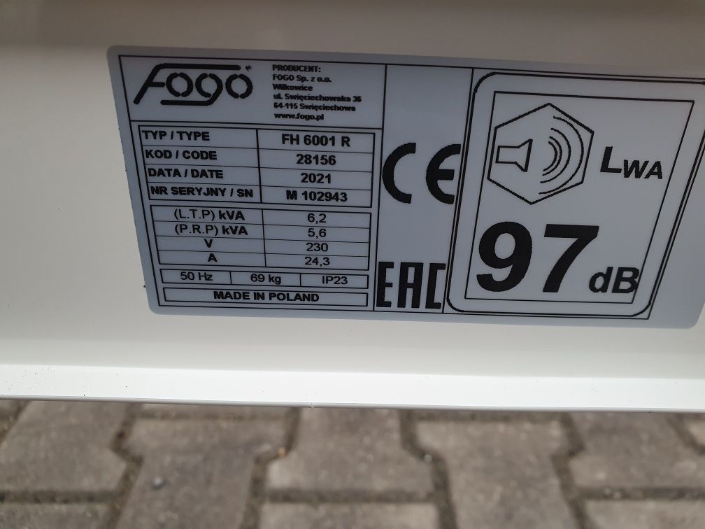 Agregat Prądotwórczy FOGO FH6001R AVR 6.2 kW