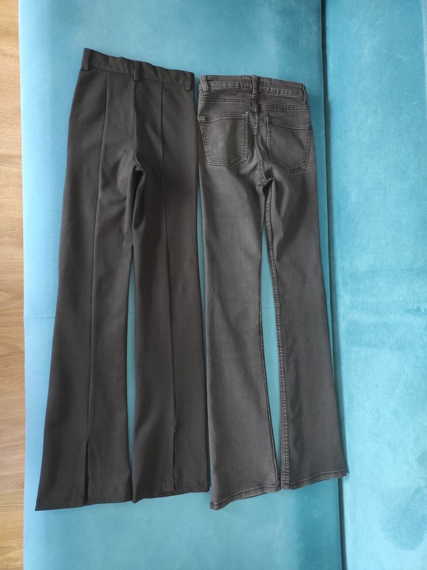 Spodnie czarne r. 134, 2x eleganckie i jeansy