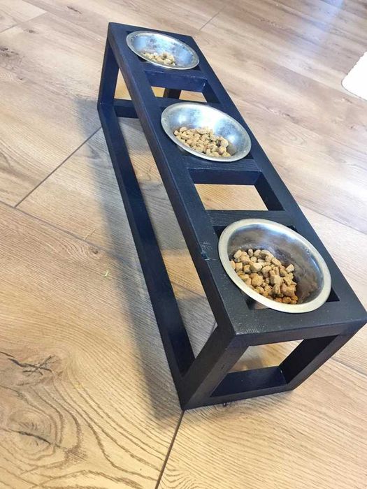 DREWNIANA podstawka na miski dla psa, kota, 0154