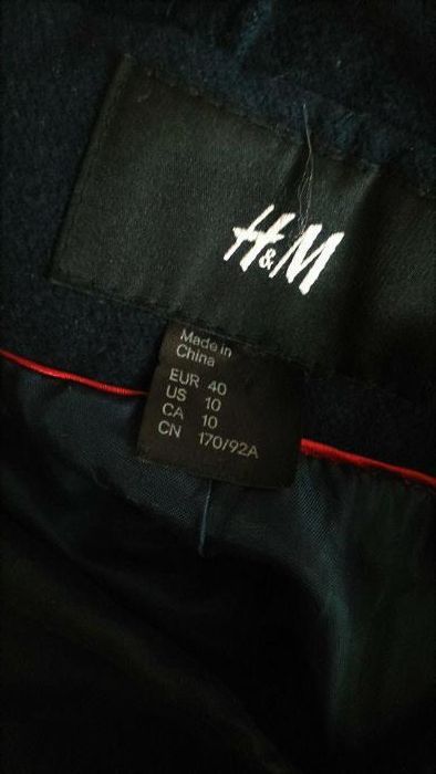 Granatowy krótki płaszcz H&M M S 38 36  kurtka bosmanka damski ciepły