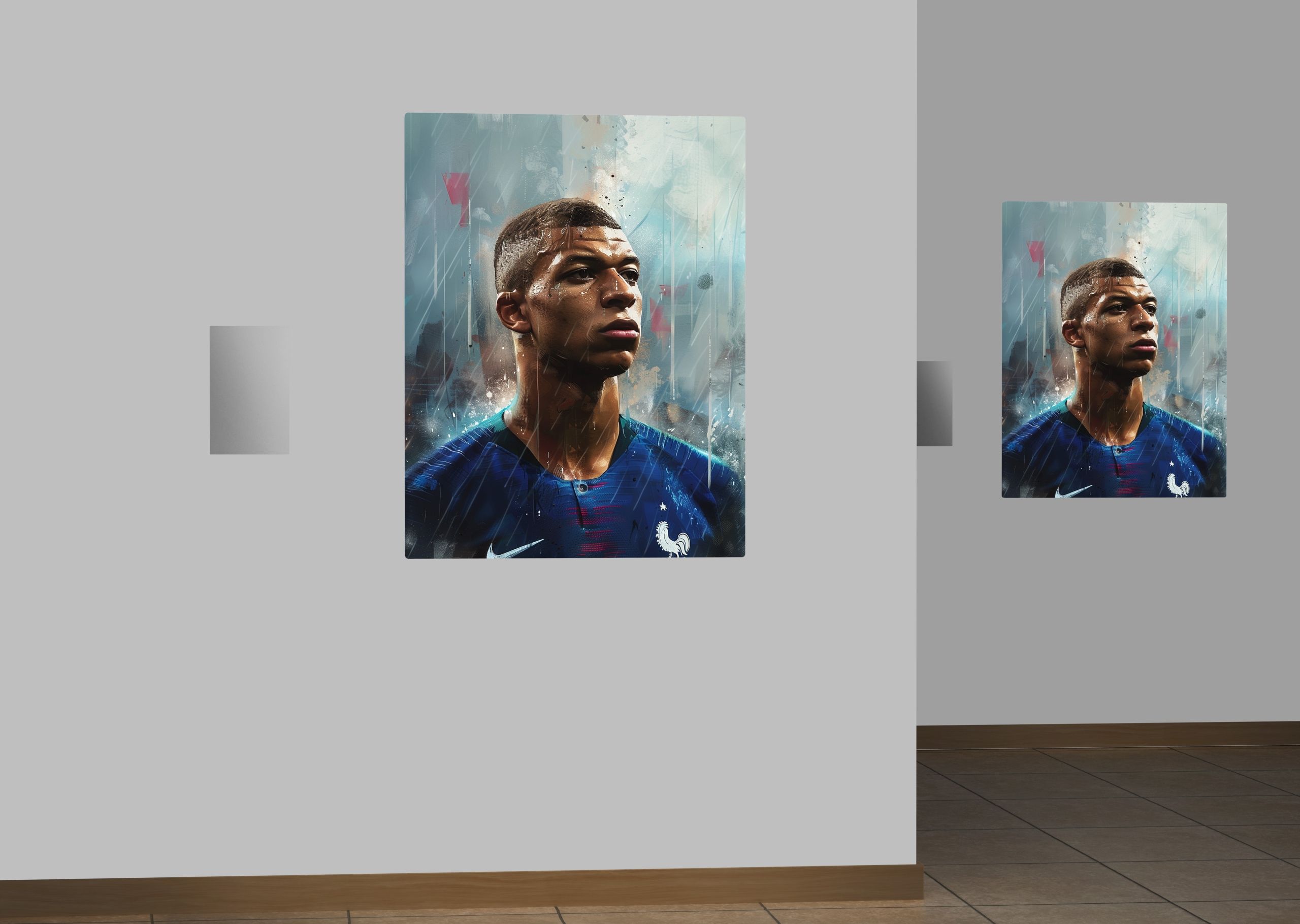 Nowoczesny Portret Kylian Mbappé na Płótnie 75x100 cm do Wnętrz