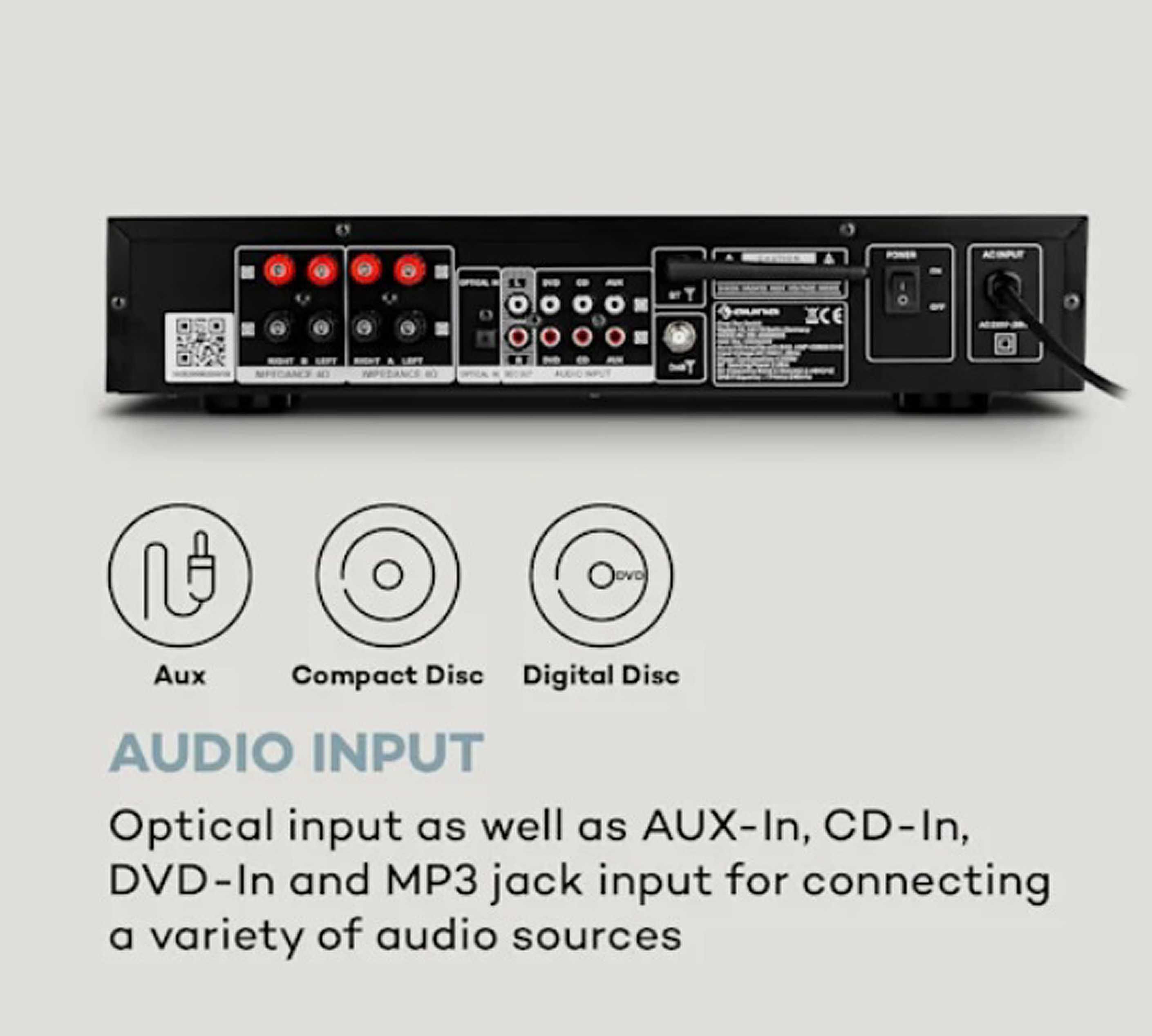 Wzmacniacz stereo Hi-Fi AMP-CD608 DAB 4 x 100 W RMS DAB+, Bluetooth